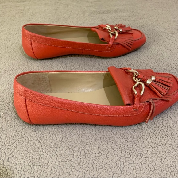 Talbots nautical red pebbled leather tassel loafers driving flats moccasins 8 - Picture 6 of 9